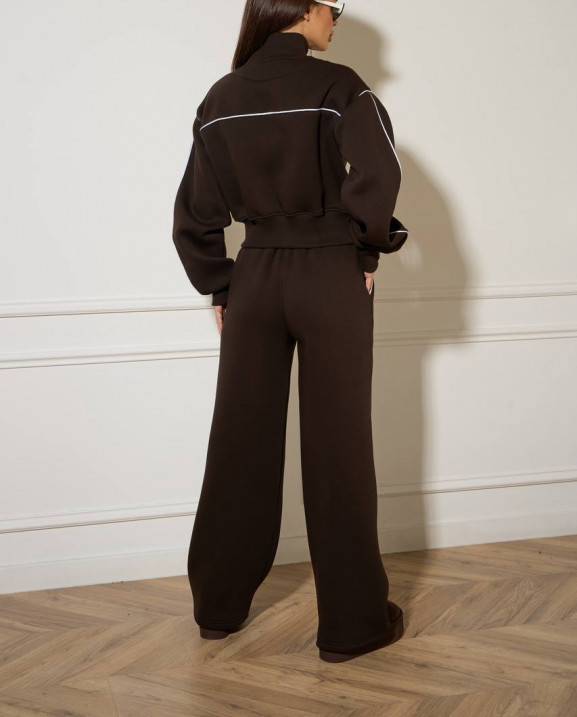 55/1 спортивний костюм на флісі з кантом котфта на блискавці зі штанами палацо